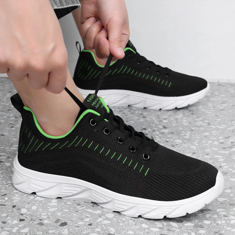 Men's Trendy Lace Up Knit Sneakers Casual Outdoor Athletic Running Walking Gym Shoes.