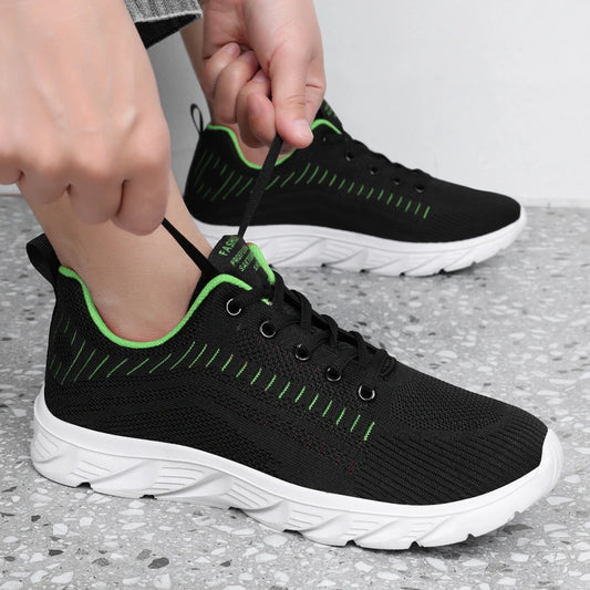 Men's Trendy Lace Up Knit Sneakers Casual Outdoor Athletic Running Walking Gym Shoes.