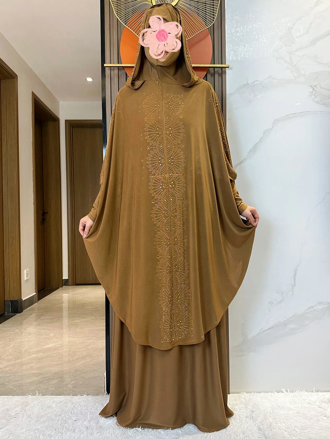 New Two Piece Set Solid Jilbab Prayer Muslim Abaya Set Women Prayer Garment Dress Hijab Long Khimar Skirt Sets Islamic Ramadan.