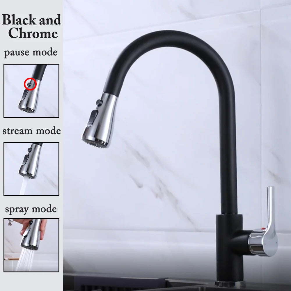 Kitchen Faucet Black Kitchen Tap  Pull Out  Kitchen Sink Mixer Tap Brushed Nickle Stream Sprayer Head Chrome Kitchen Water Tap