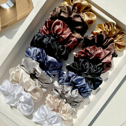 16 piece set of random color and size women's solid color large intestine headband high elasticity headband, soft satin headband.