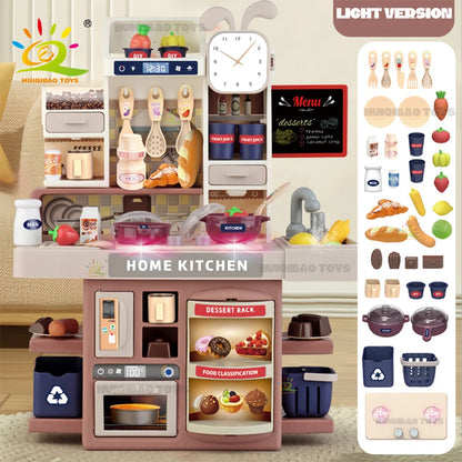 Baby's Housework Kitchen Playset Cooking Tableware Food Lihgting Sound Playing Pretend Educational Toy For Children Toddler Gift.