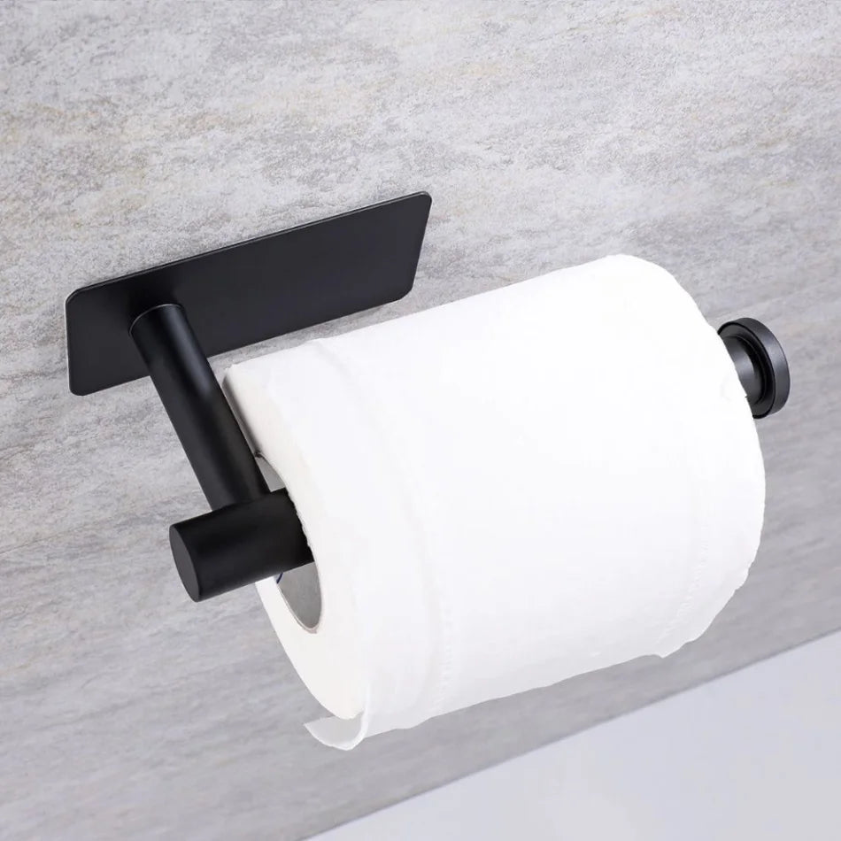 Selbstklebender Papierhalter aus Edelstahl, gebürstetes Gold, Schwarz, Weiß, Ständer für Küche, Badezimmer, Toilettenpapier, Handtuchrolle, Regal, Taschentuch zum Aufhängen