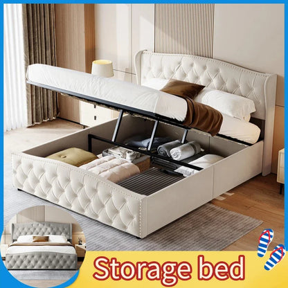 Creahappy – Polsterbetten – Betten unter dem Bett – Einzelbetten mit hydraulischem Hebesystem – Wellenbetten aus Samtgeflecht