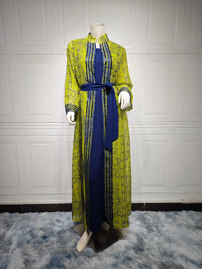 UNI Muslim Abaya Indische Anarkali Anzüge für Frau Dubai Tägliche Party Kleid Mode Langarm Gürtel Kleidung Muslimischen Robe
