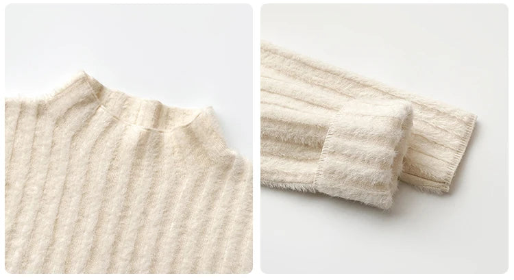 2025 gestrickte Pullover Dicke Warme Rollkragenpullover Frauen Tops Gefüttert Pullover Herbst Winter Streetwear Jersey Strickwaren Jumper.