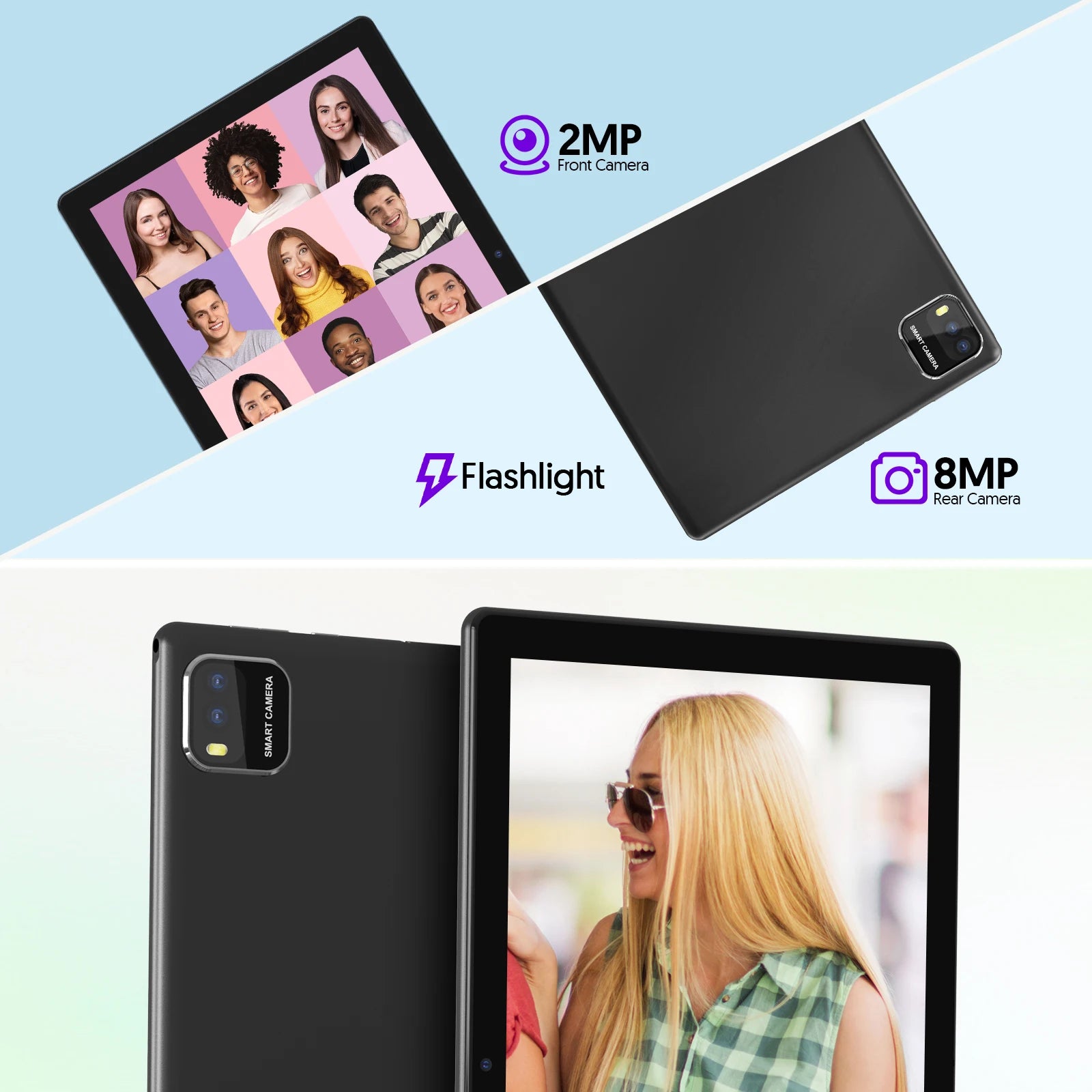 New Android 10.1-inch tablet, supports Google Play, quad-core processor, 12GB (3+9) RAM, 64GB ROM, Bluetooth, 6000mAh battery.