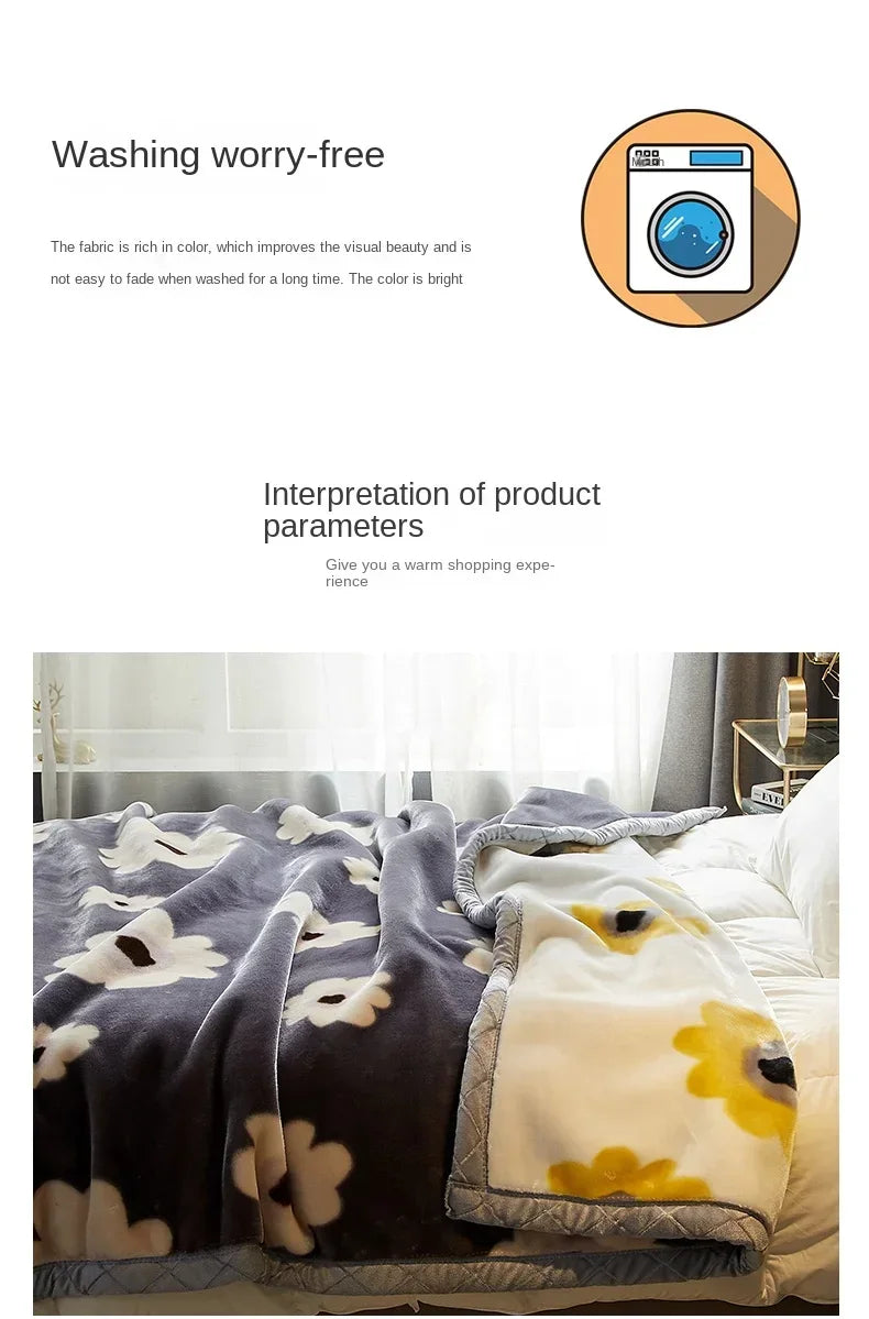 New Raschel plush thickened warm blanket 1PC 150/180/200cm nap air-conditioned room the aircraft  machine washable