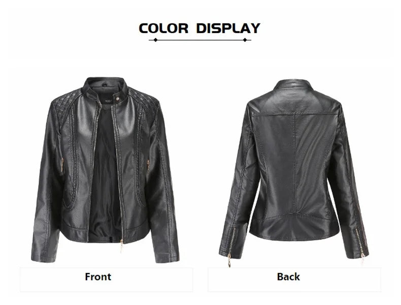 Women's Elegant Stand-up Collar Solid Jacket 2022 Female Three-dimensional Pattern Coat S-4XL New Pu Faux Leather Jacket Women.