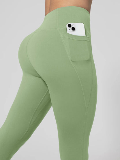 Nahtlose Damen-Leggings mit Taschen, einfarbig, hohe Taille, Po-Lifting-Strumpfhose, schlanke elastische Leggings, Sportbekleidung | H&D Shop