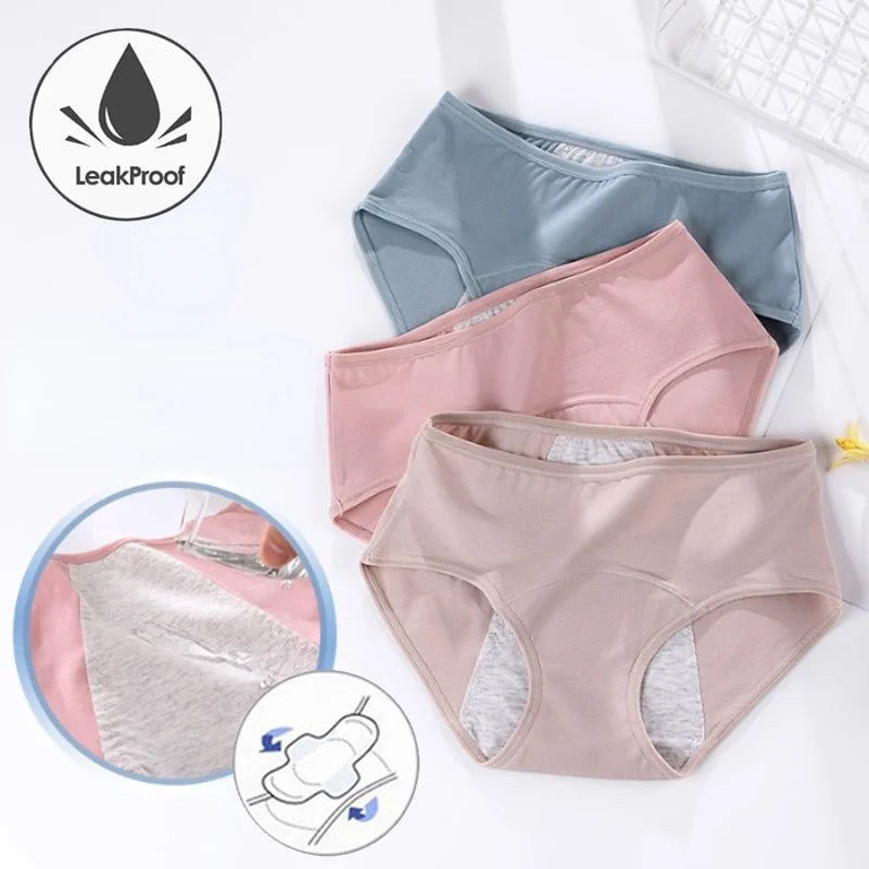 Women's menstrual briefs large flow postpartum water absorption leakproof briefs women's pure cotton menstrual briefs lingerie.