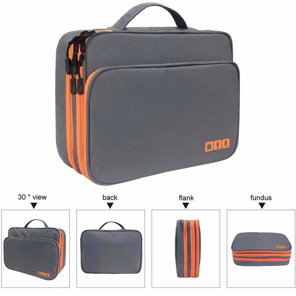Multi Layer Cable Storage Bag, Electronic Accessories Organizer, Portable Travel Cable Organizer Case for iPad cable Charger.