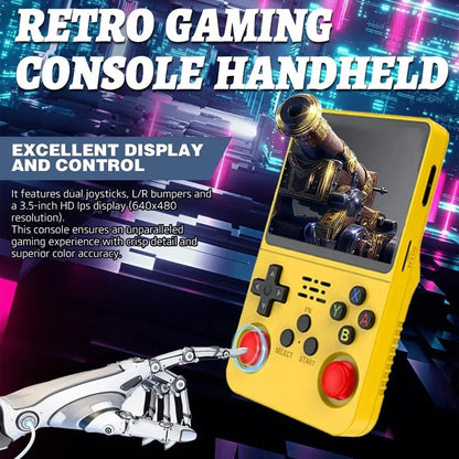 Open Source R36S Retro Handheld Game Console ARKOS 2.0 3.5Inch IPS Screen 64G/128G Portable Pocket Video Player Kids Xmas Gift.