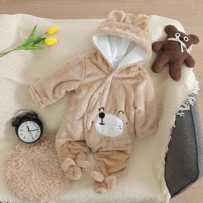 Herbst und Winter Neue Baby Plüsch Klettern Kleidung Baby Warme und Dicke Cartoon Hund Kaninchen Nette Baumwolle Kleidung für 0-2 jahre