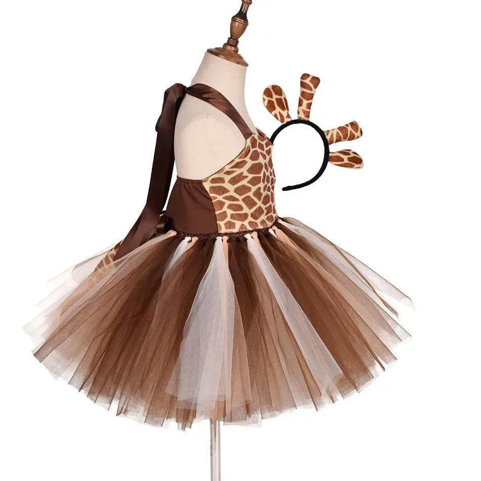 Halloween Tier Cosplay Kostüm für Kinder Wald Thema Kühe Tiger Giraffe Leopard Zebra Tutu Kleider Performance Tanz Sets