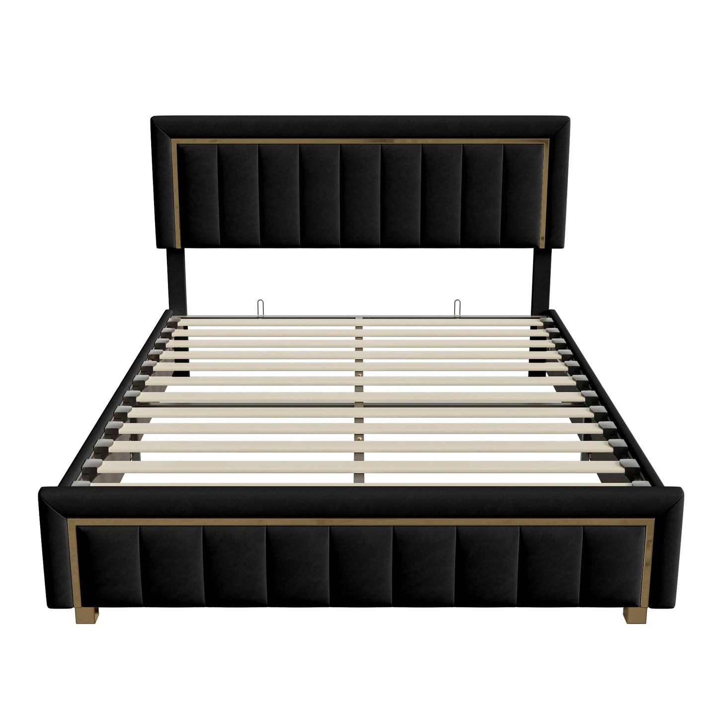 Fangange Polsterbett 40 x 200 cm, hydraulisches Bett mit Lattenrost, Stauraumbett mit Kopfteil, Funktionsbett, Samt, ohne Matratze