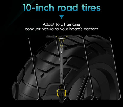 OOTD S10 E-Scooter 1400W Motor 48V20AH Battery City Off-Road Electric Scooter Adult 10-Inch Road Tires Foldable EScooters.