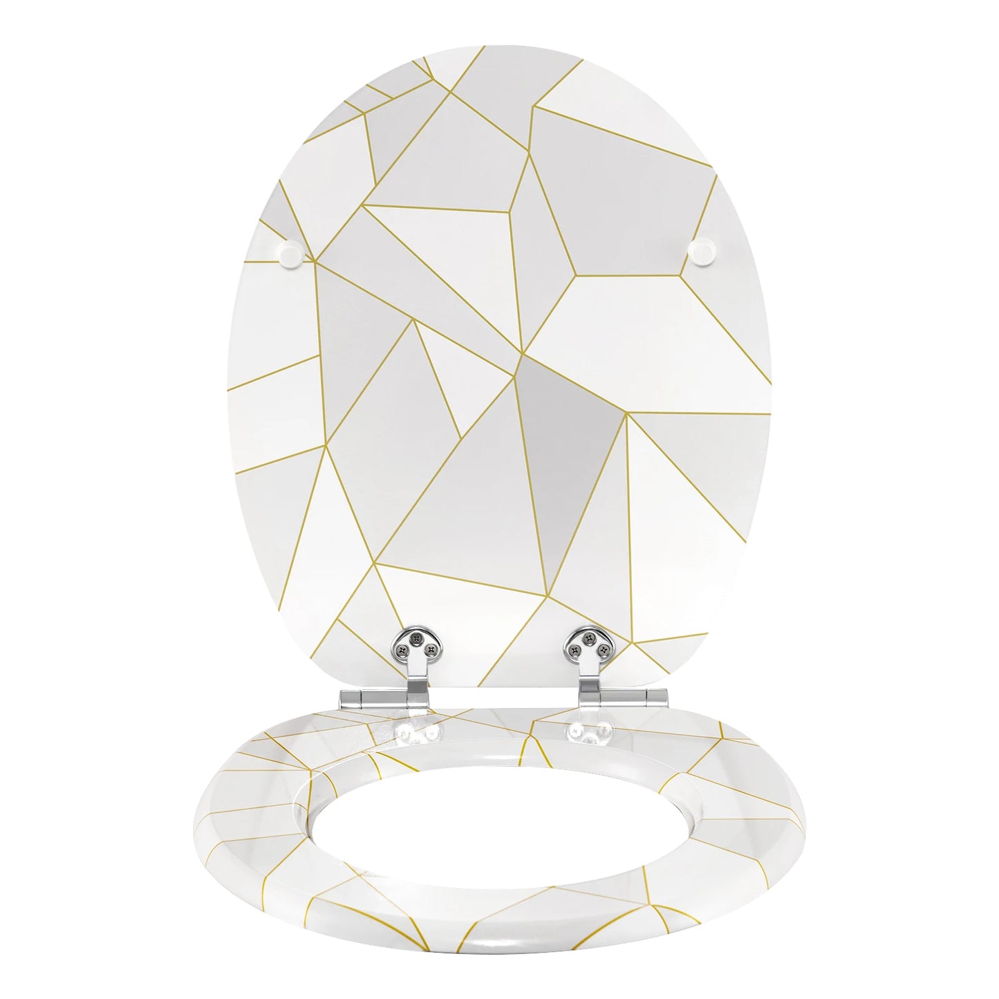 O-förmiger Toilettensitz, verstellbare Scharniere, Toilettendeckel mit Motiv, Soft-Close-Mechanismus für Badezimmer