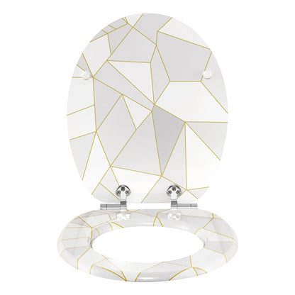 O-förmiger Toilettensitz, verstellbare Scharniere, Toilettendeckel mit Motiv, Soft-Close-Mechanismus für Badezimmer