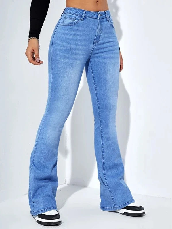 Women's jeans high waist stretch comfortable flared pants Denim pants.
