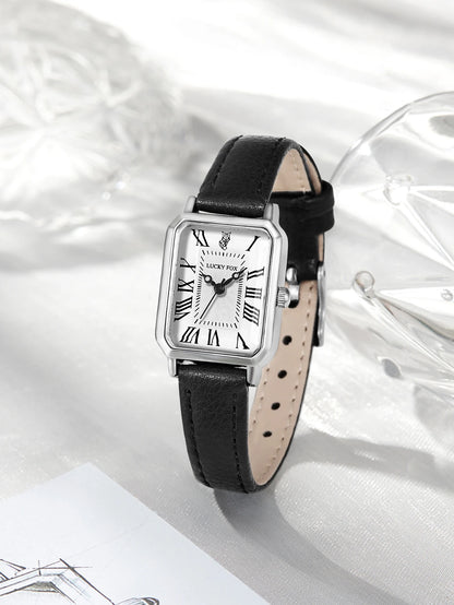Fashion Rectangle Quartz Wrist Watch for Women Luxury Brand Roman Dial Leather Strap  Ladies Watches Clock.