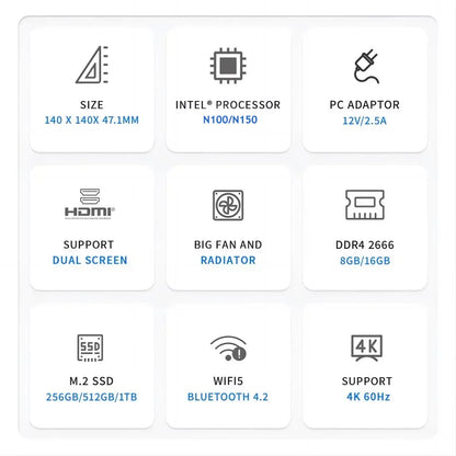 FIREBAT AK2 PLUS Mini PC Intel N100 N150 CPU Windows 11  DDR4 16GB RAM 512GB SSD Desktop Computer  WIFI5 BT4.2  HDMI USB.