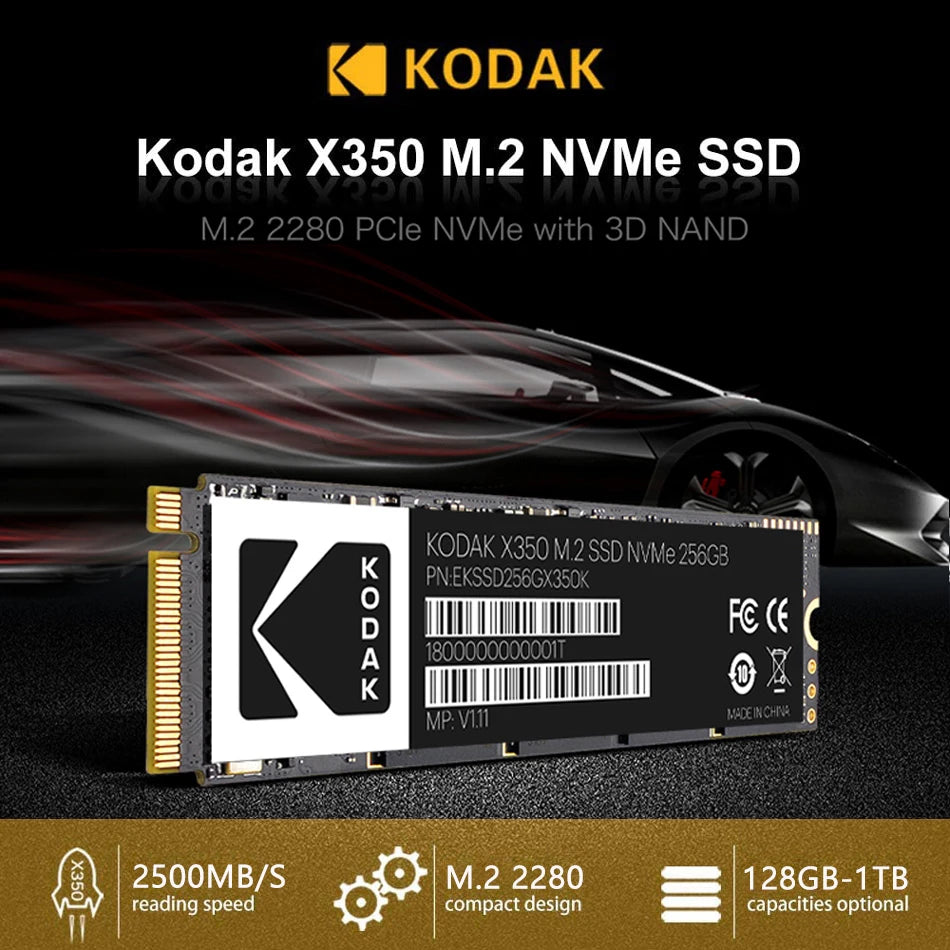 KODAK M.2 NVME SSD Gen3X4 PCIE3.0 M2 2280 Internal Solid State Hard Drive Read Speed Up to 2500MB/s for Gaming Laptop Desktop.