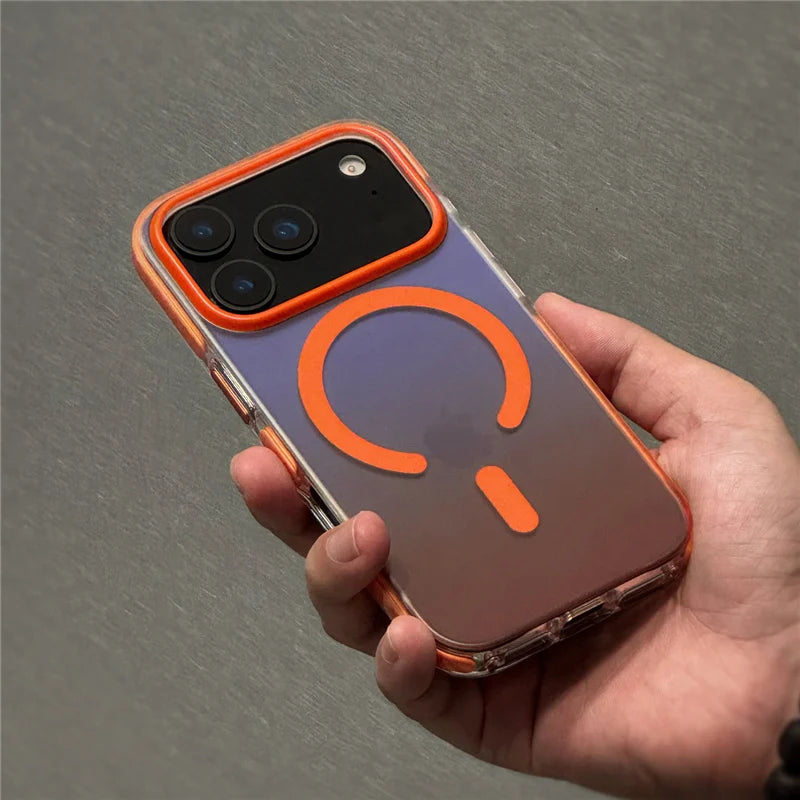 Gradient Color Matte Shockproof Magsafe Case For iPhone 17 Air 16Pro 17Pro Max Hybrid Wireless Charge Magnetic Hard Back Cover.
