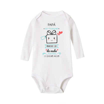 Papa, ich bin dein Geschenk, Baby-Body, Spanien, Vatertag, Jungen- und Mädchen-Säuglingsspielanzug, langärmelig, warmer Overall, bestes Geschenk zum Vatertag.