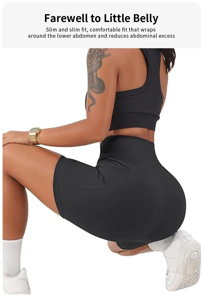 Sports Short Women Cross Workout Yoga Shorts with Pockets 5" High Waist Booty Biker Short.