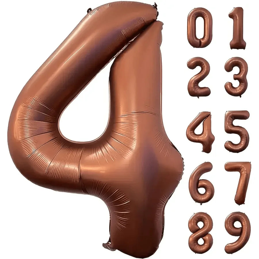 40inch Foil Brown Number Balloon Number Balloon 0-9 Birthday Wedding Party Decoration Supplies Happy Holidays Baby Shower Gifts