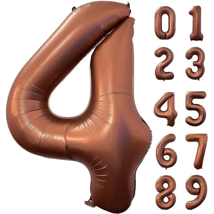 40inch Foil Brown Number Balloon Number Balloon 0-9 Birthday Wedding Party Decoration Supplies Happy Holidays Baby Shower Gifts