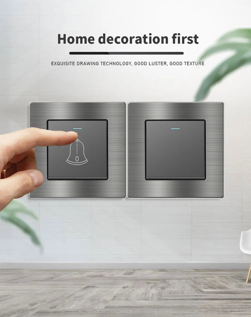 EIOMR Frankreich Standard-Steckdose, graue Aluminiumlegierung, Lichtschalter, RJ45, Fernseher, 220 V, 16 A, Wandsteckdosen für Haushaltsgeräte