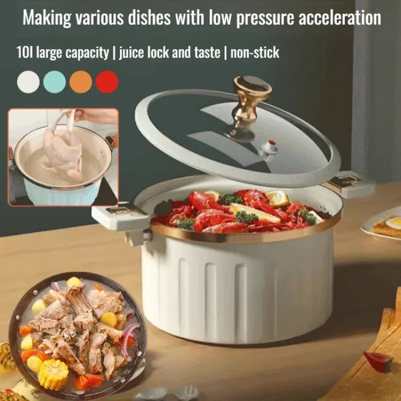 Micro Pressure Cooker Household Large Capacity cooking Pot with Double Ear Non-stick Multi-function Soup Pot Pressure Cooking.