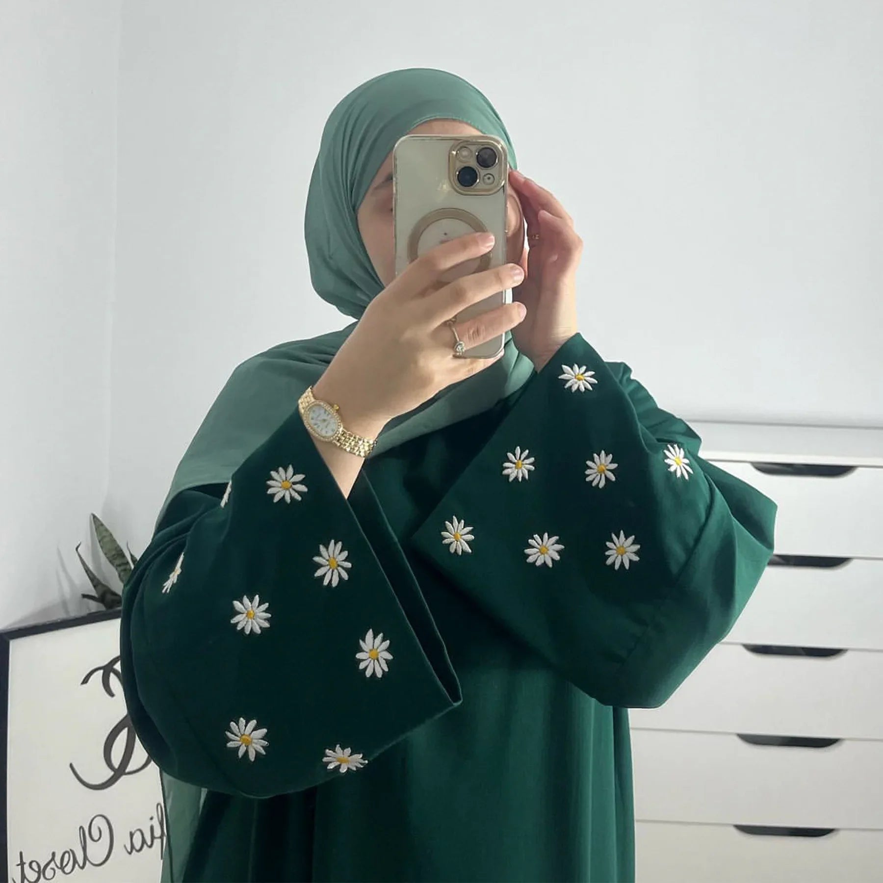 Eid Muslim Dubai Dresses for Women abaya Jalabiya Floral Embroidery Ramadan Morocco Dubai Robe Abayas Kaftan Islam Vestidos 2024.