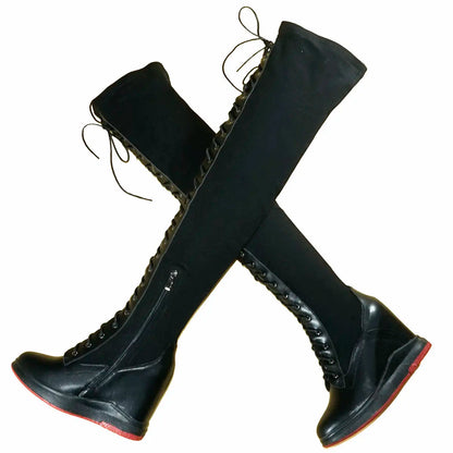 High Heel Pumps Plus Size 45 Shoes Women Big Size 46 Genuine Leather Wedges Over The Knee Boots Stretch Fabric Fashion Sneakers.