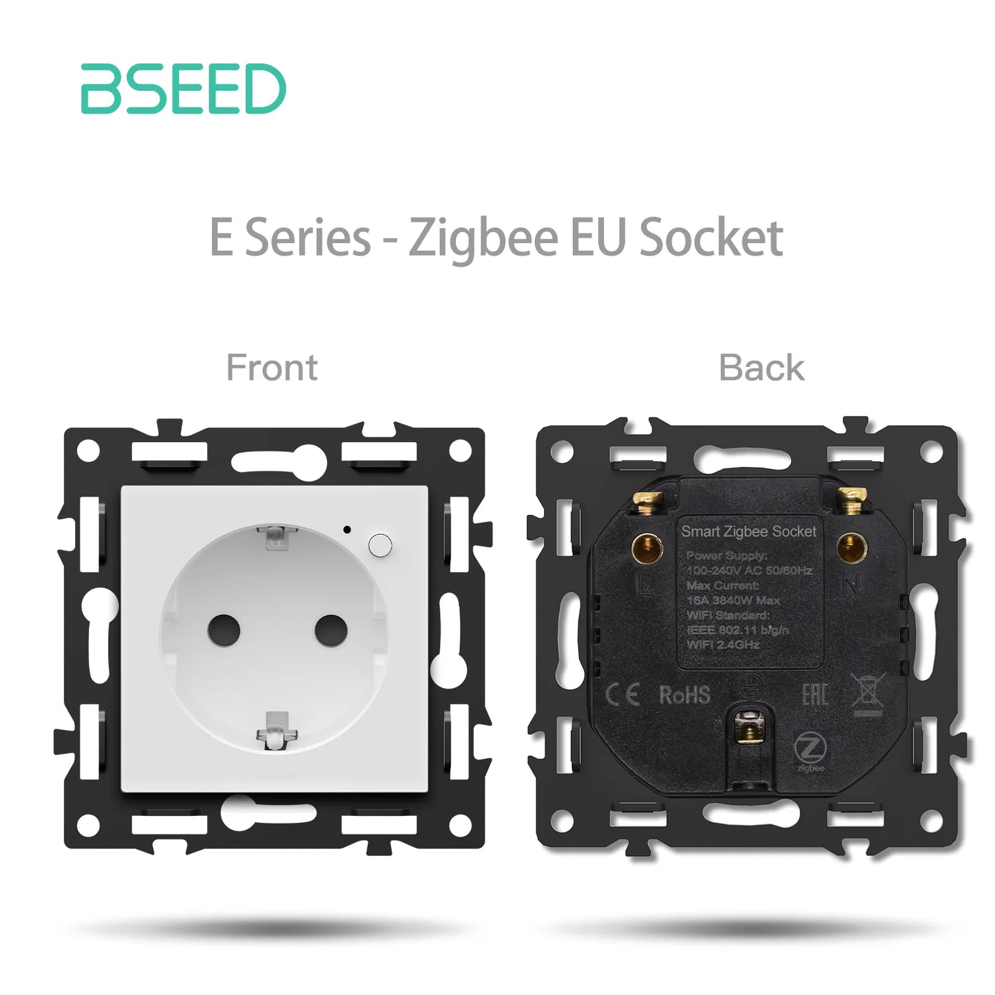BSEED Zigbee 1/2/3/4Gang Smart Licht Vorhang Shutter Dimmer Schalter Mechanische Tasten EU Steckdosen USBC DIY Teile Kunststoff Rahmen
