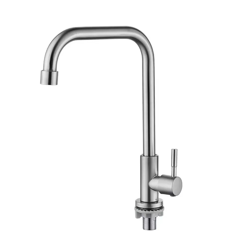 Stainless Steel Kitchen Faucet Single Lever Hole Tap Cold Sink Faucet Single Handle Deck Mounted Water Tap
