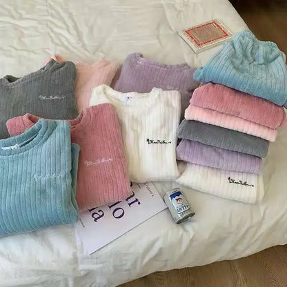 Winter frauen Neue Pyjamas Korallen Samt Casual Pyjamas Gepolsterte Loungewear Loungewear Sets Warme Kleidung Für Herbst Und Winter.