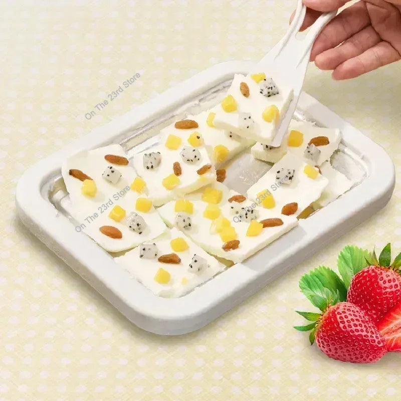 Mini Fried Yogurts Yogurt Frozen Pan Ice Cream Maker Machine Rolled Ice Cream Maker with 2 Spatulas Fry Ice Plate Home Use.