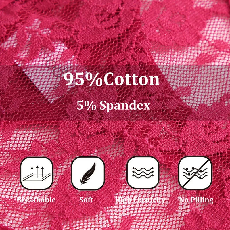 2PCS Sexy Lace Cotton Panties for Women G-String Underwear Perspective Thongs Solid Color Underpants Female Intimates Lingerie.