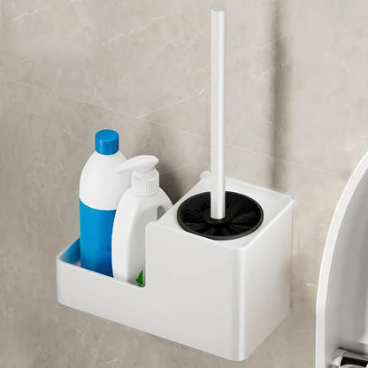 Badezimmer  Toilettenbürstenhalter  Reinigungswerkzeuge  Weltraumaluminium  An der Wand montiert  Kein Bohrer  Vertikal  Klobürste  Badezimmerzubehör