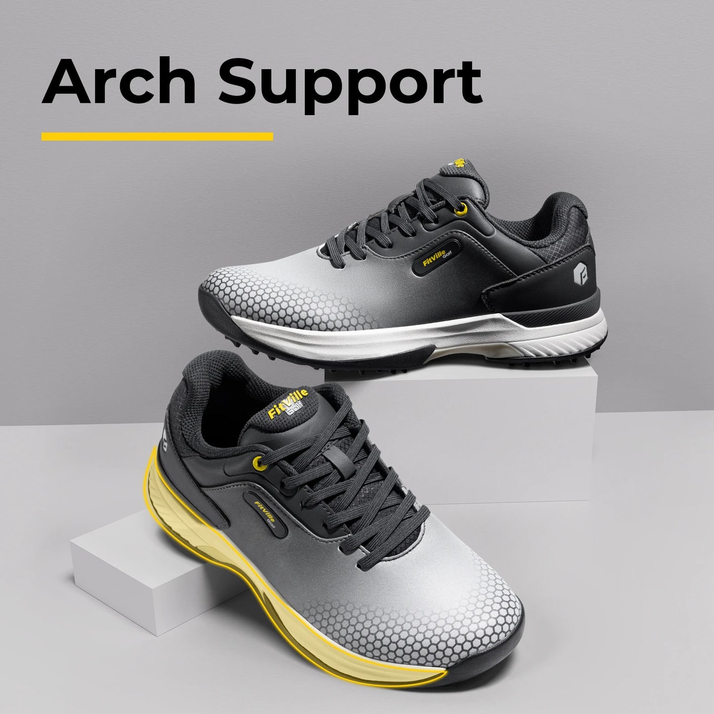 FitVille wide men's golf shoes non-slip wear-resistant comfortable pickleball sports shoes suitable for swollen feet relieve toe.