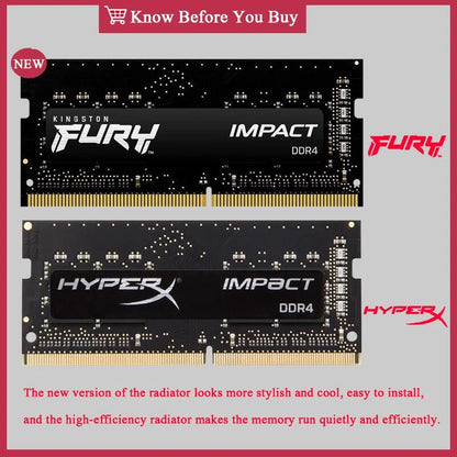 Kingston FURY Impact DDR4 RAM 32 16 8GB 3200MHz 2400 2666MHz SODIMM Memory 260Pin SODIMM PC4-19200 21300 25600 DDR4 Notebook RAM.