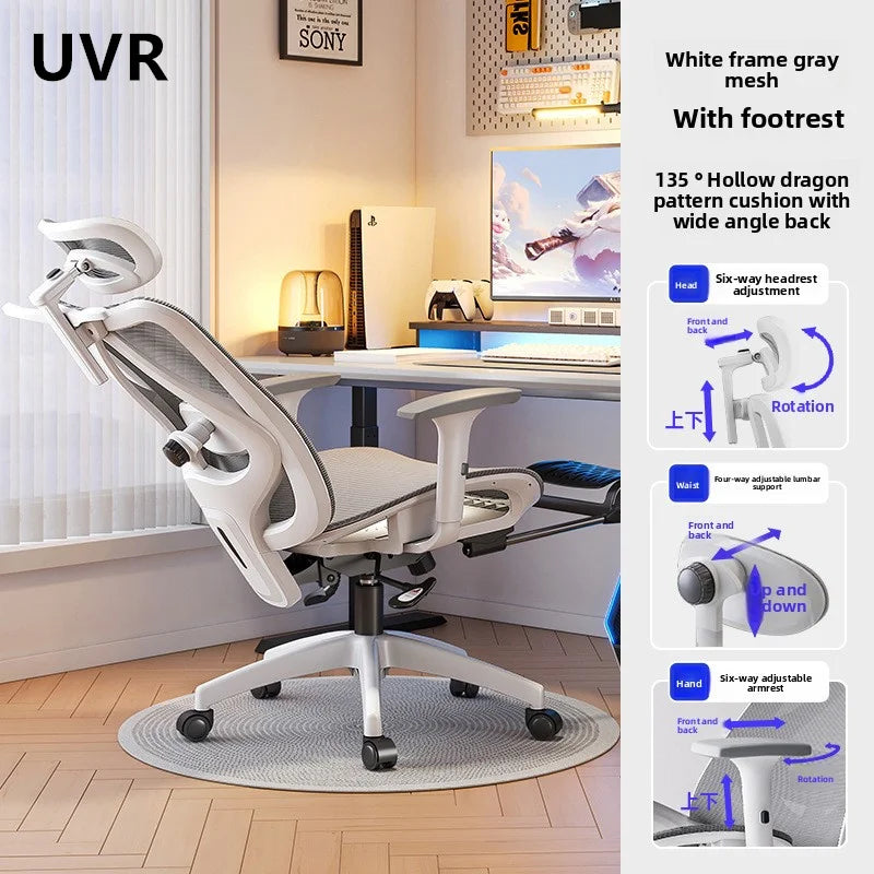 UVR Gaming-Computerstuhl, ergonomisches Design, Sessel, bequemer Mesh-Personenstuhl, Feldverstellbarer Drehstuhl, Bürostuhl