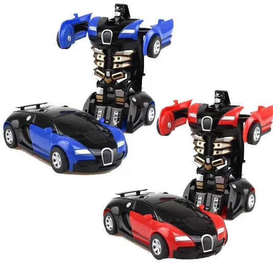2 in 1 One-key Collision Deformation Car Toys Automatic Transformation Robot Plastic Vehicles Boys Toy Model Car Kids Baby Gift.