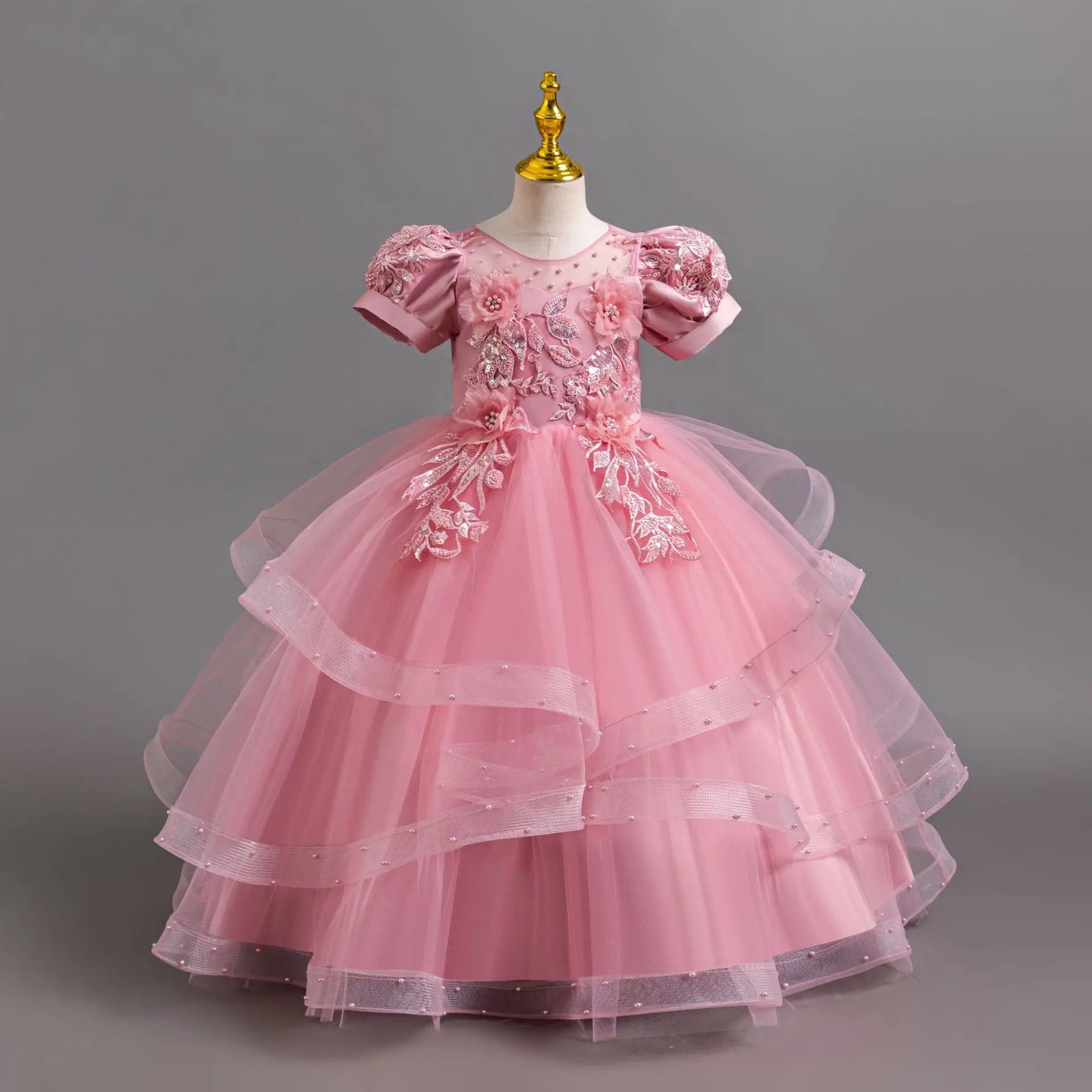 Neues Blumenmädchen-Hochzeitskleid Mädchen-Partykleider, elegantes Mädchen-Walking-Show-Abendkleid für 4–12 Jahre alte Kinderkleidung.