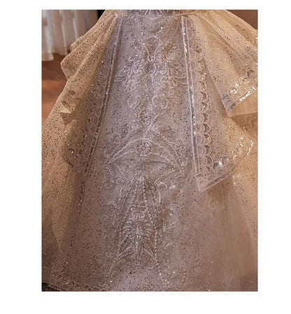 2025 Mädchen Neue Mode Prinzessin Kleid Große Kinder Weiß Klavier Leistung Puffy FormalParty WearParty Tragen Kleid Host Outfit Geburtstag.