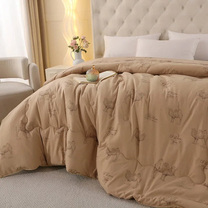 2025 new thickened polished camel hair quilt winter quilt student spring and autumn universal warm quilt in all seasons.