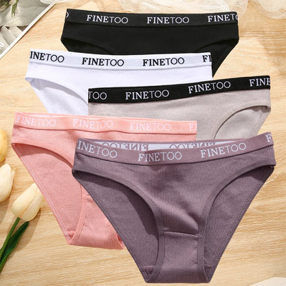 5Pcs/Set Sexy Women' Cotton Pantys Comfort Letter Printed Woman Briefs Ladies Underpants Fashion Girls Waist Band Lingerie M-XXL.